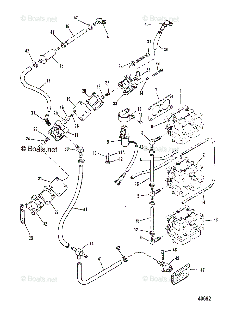 Mercury Outboard 200HP OEM Parts Diagram for FUEL PUMP AND CARBURETOR ...