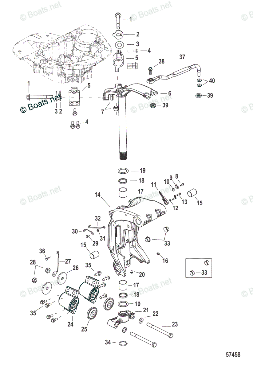 Mercury Outboard 150HP OEM Parts Diagram for Swivel Bracket and Swivel ...