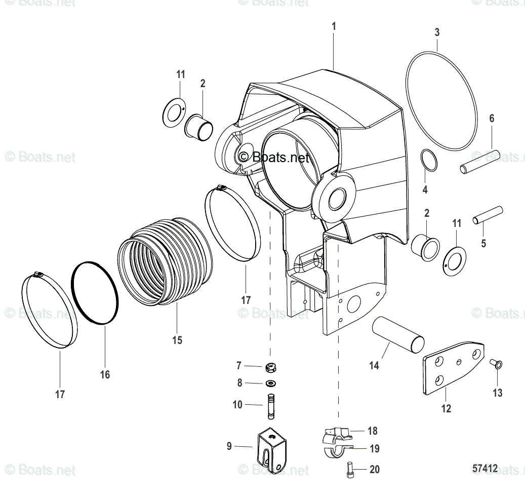 Mercruiser Sterndrive Transoms OEM Parts Diagram for BELL HOUSING ASSEMBLY
