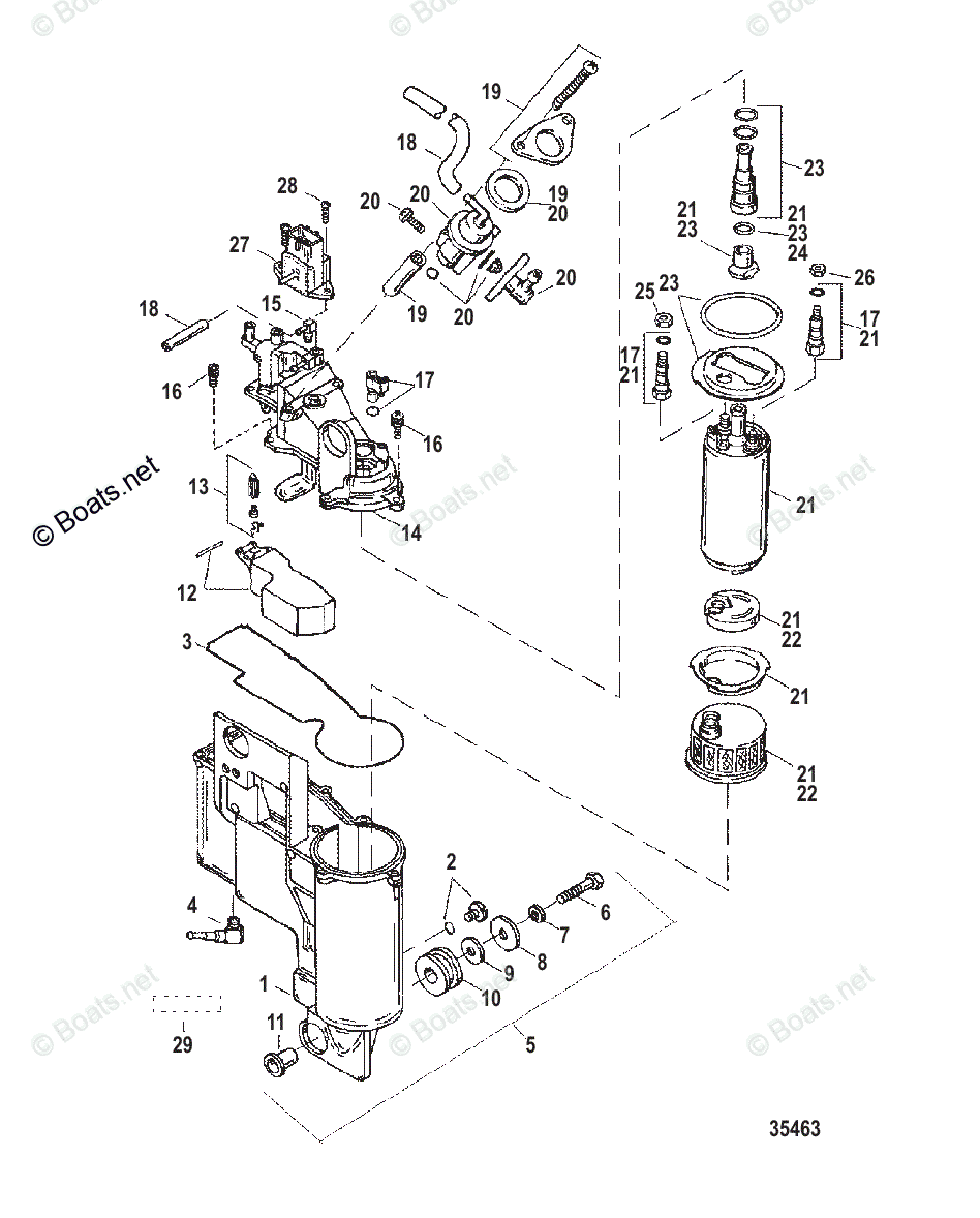 Mercury Outboard 300HP OEM Parts Diagram for Vapor Separator Components ...