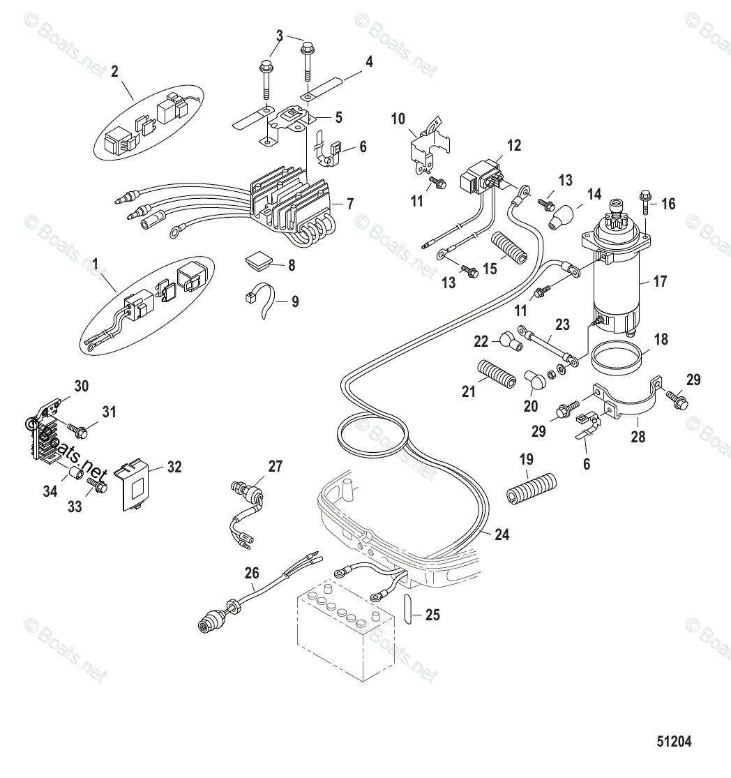 Mercury Rigging Parts & Accessories Electrical OEM Parts Diagram For ...