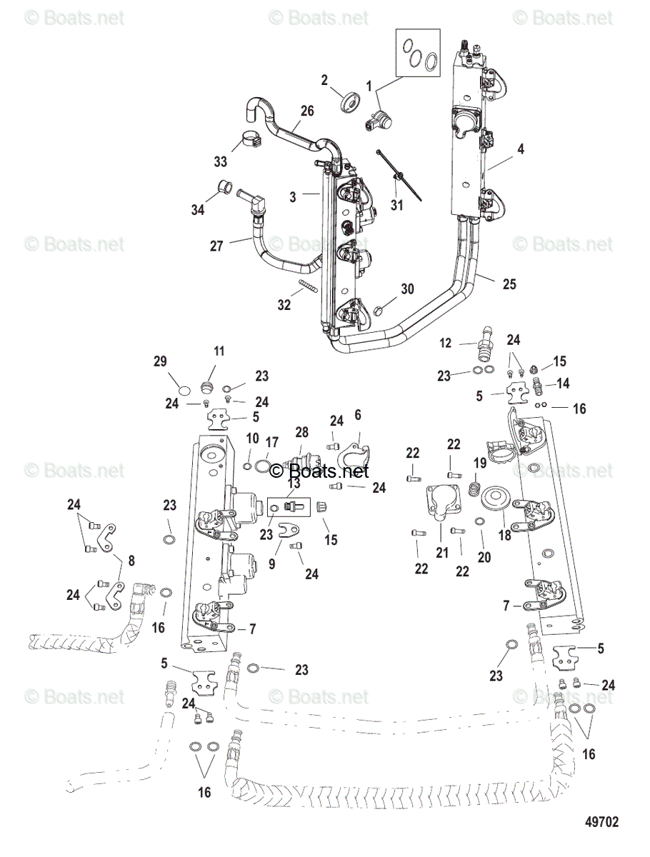 Mercury Outboard 200HP OEM Parts Diagram for FUEL RAILS