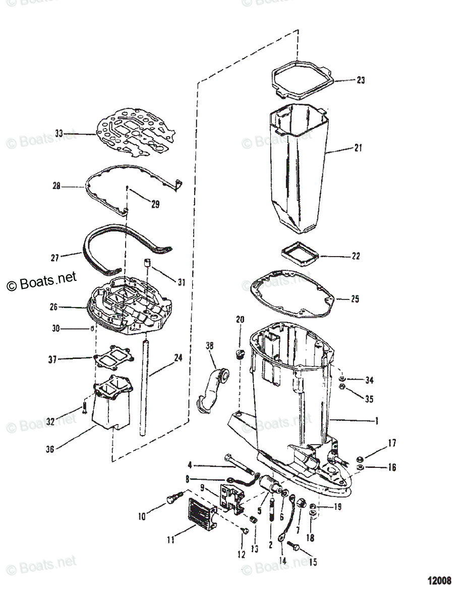 Mercury Outboard 175HP OEM Parts Diagram for Drive Shaft Housing And ...