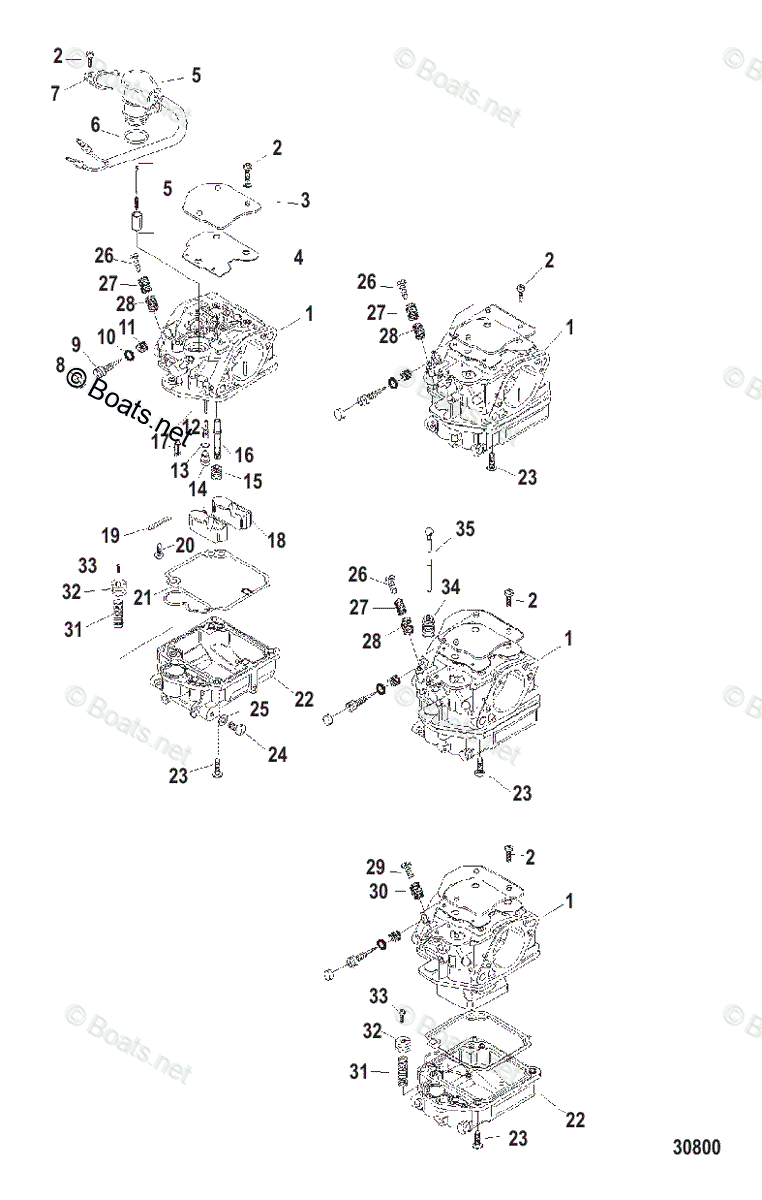 Mercury Outboard 50HP OEM Parts Diagram For CARBURETOR | Boats.net