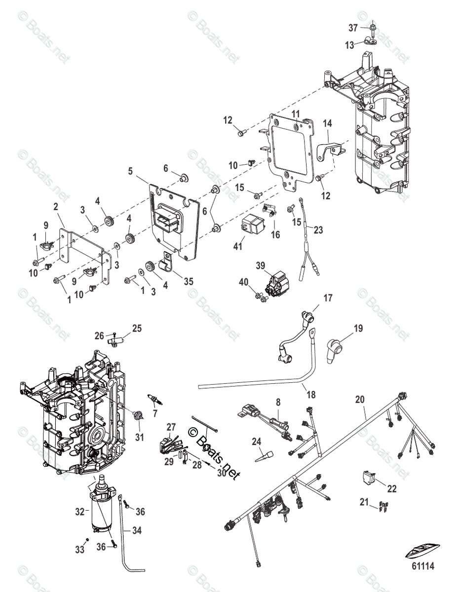 Mercury Outboard 50HP OEM Parts Diagram for Electrical Components ...