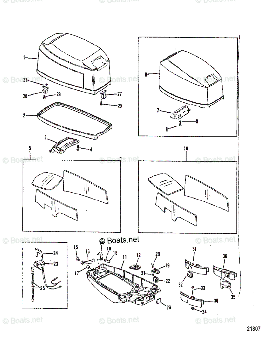 Mercury Outboard 20HP OEM Parts Diagram for Cowls | Boats.net