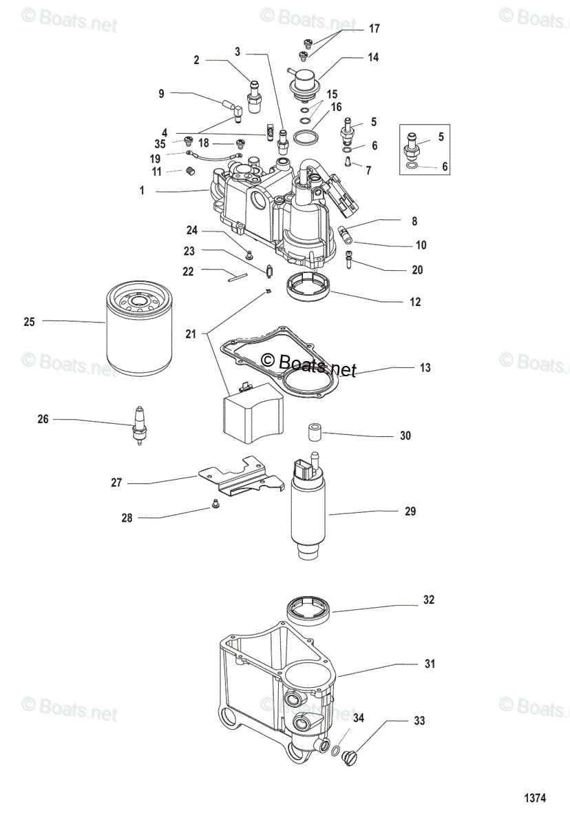 Mercury Outboard 150HP OEM Parts Diagram for Vapor Separator Components ...