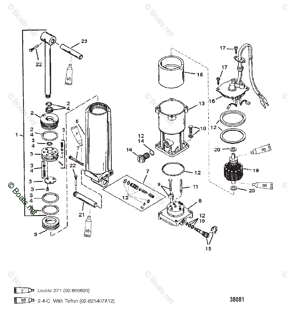 Mercury Outboard 40HP OEM Parts Diagram for Power Trim (S/N-0D182000 ...