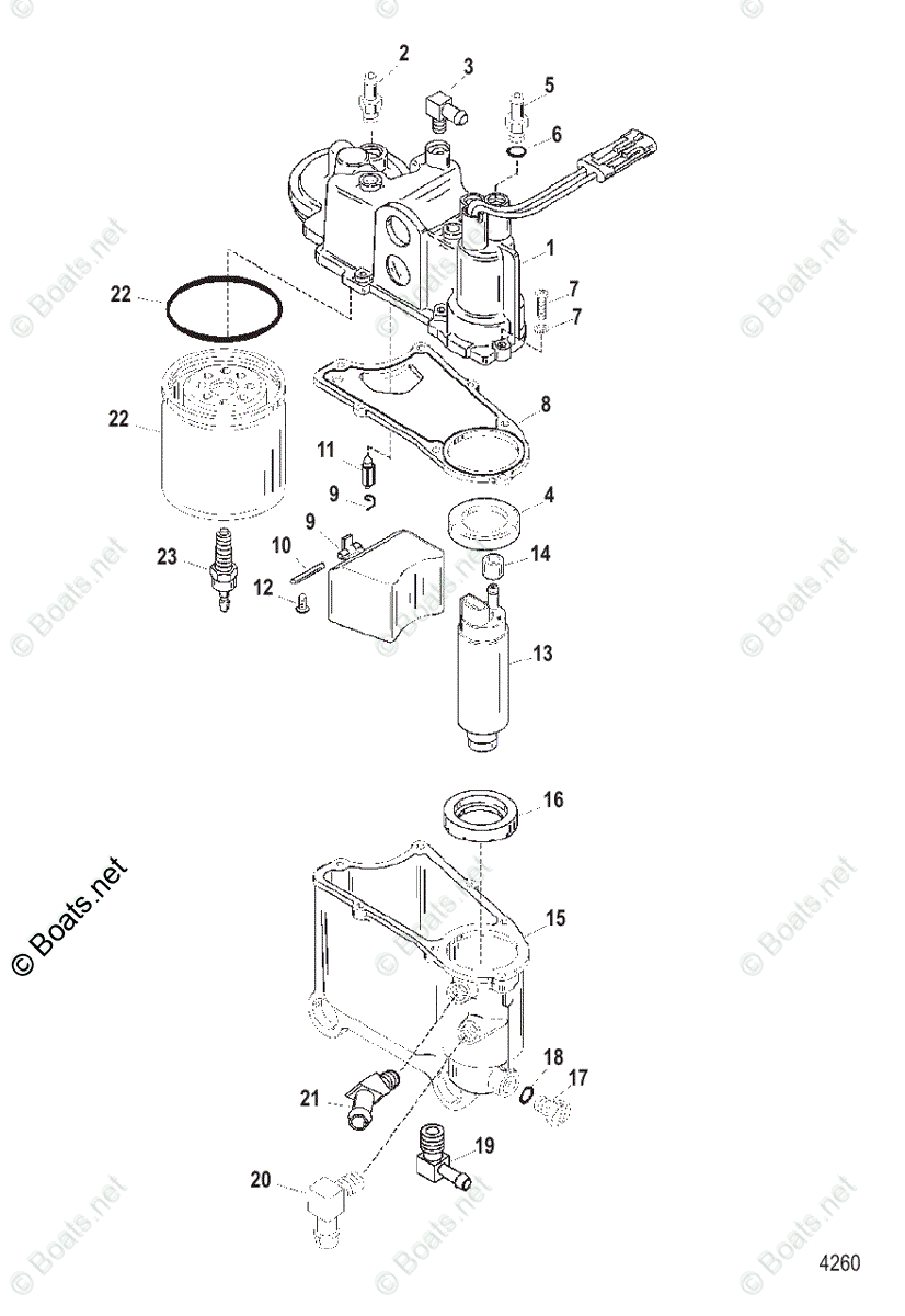 Mercury Sportjet Jet Drive 200HP OEM Parts Diagram for Vapor Separator