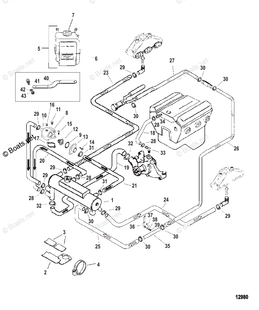 Mercruiser Sterndrive Gas Engines OEM Parts Diagram For CLOSED COOLING ...