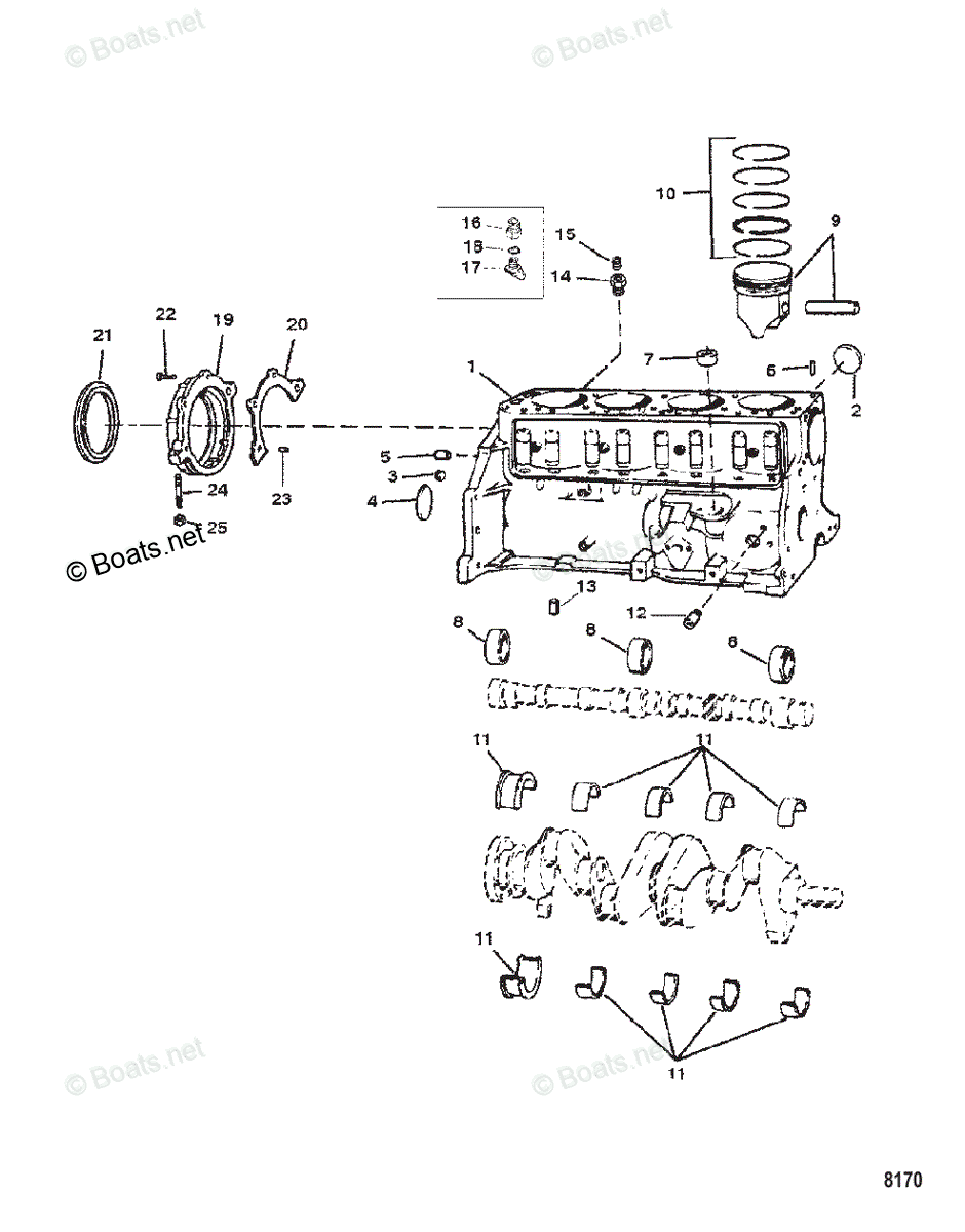 Mercruiser Sterndrive Gas Engines OEM Parts Diagram For CYLINDER BLOCK ...