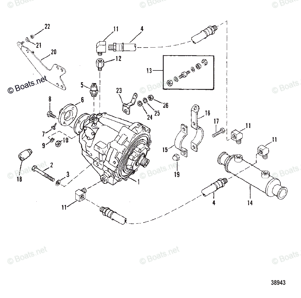 Mercruiser Inboard Gas Engines OEM Parts Diagram for TRANSMISSION AND