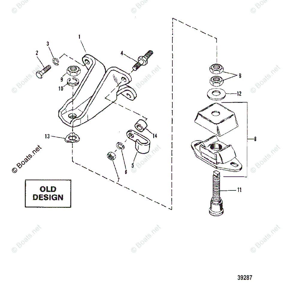 Mercruiser Sterndrive Gas Engines OEM Parts Diagram For ENGINE MOUNTING ...