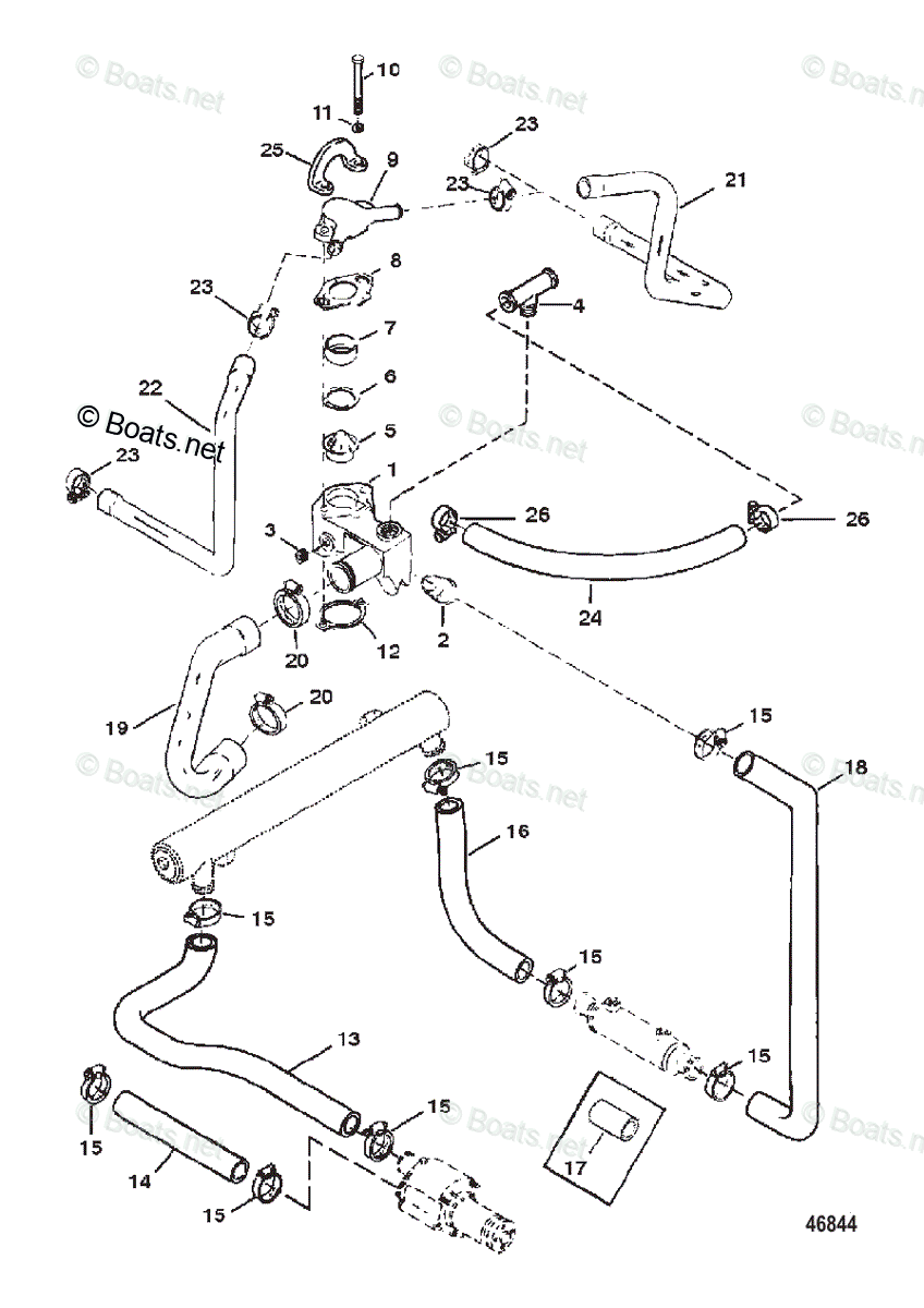 Mercruiser Sterndrive Gas Engines OEM Parts Diagram for Thermostat