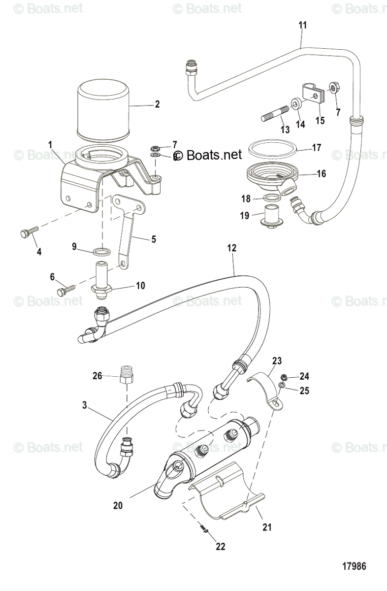 Mercruiser Inboard Gas Engines OEM Parts Diagram for Remote Oil System ...