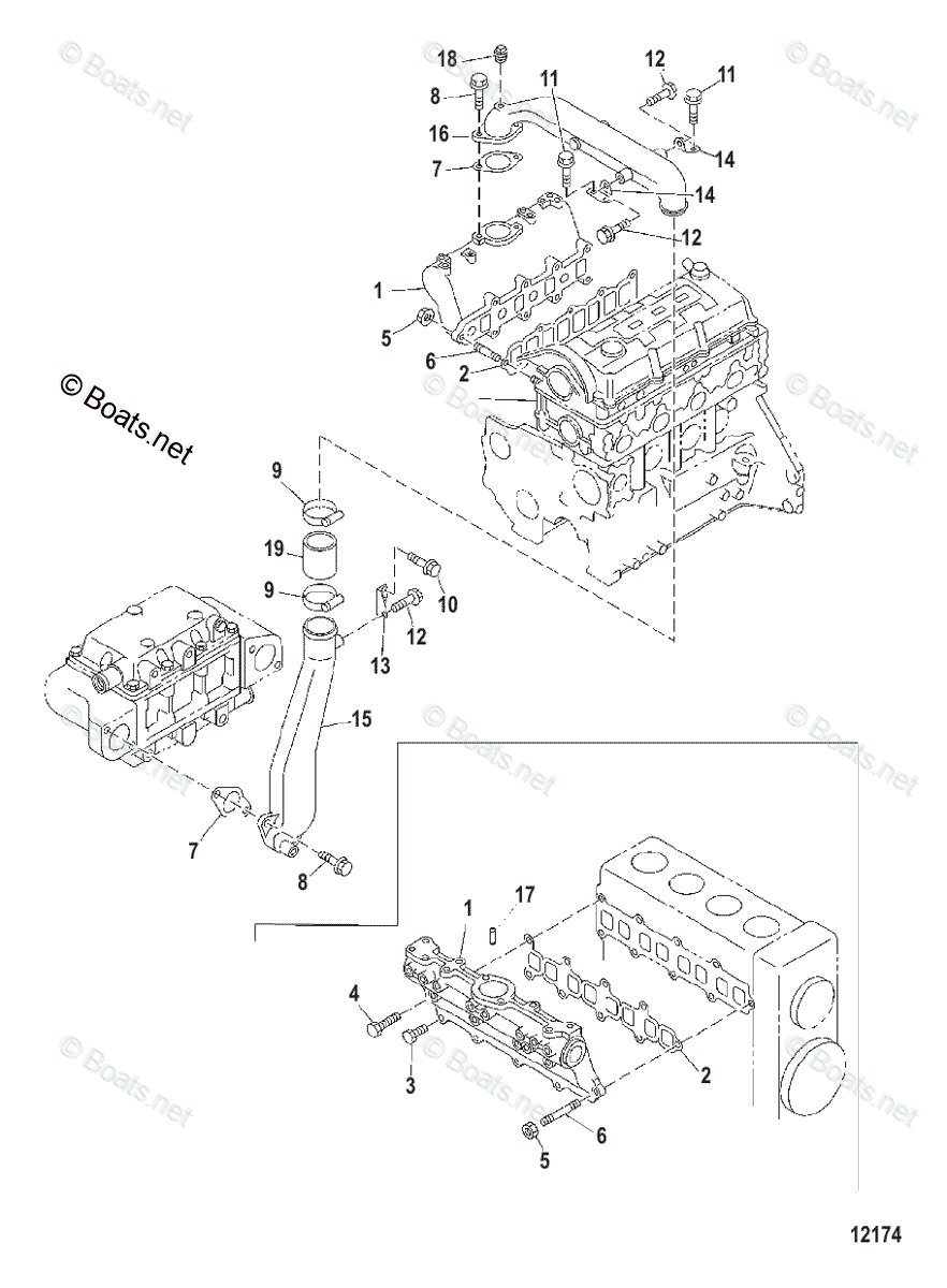 Mercruiser Inboard Diesel Engines OEM Parts Diagram for INTAKE MANIFOLD