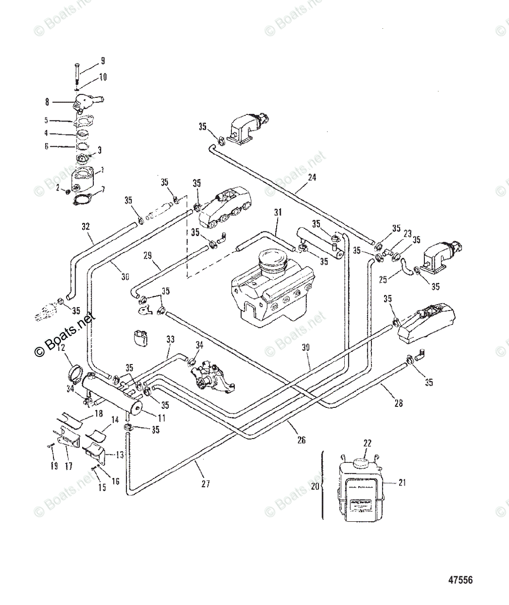 Mercruiser Inboard Gas Engines OEM Parts Diagram for CLOSED COOLING