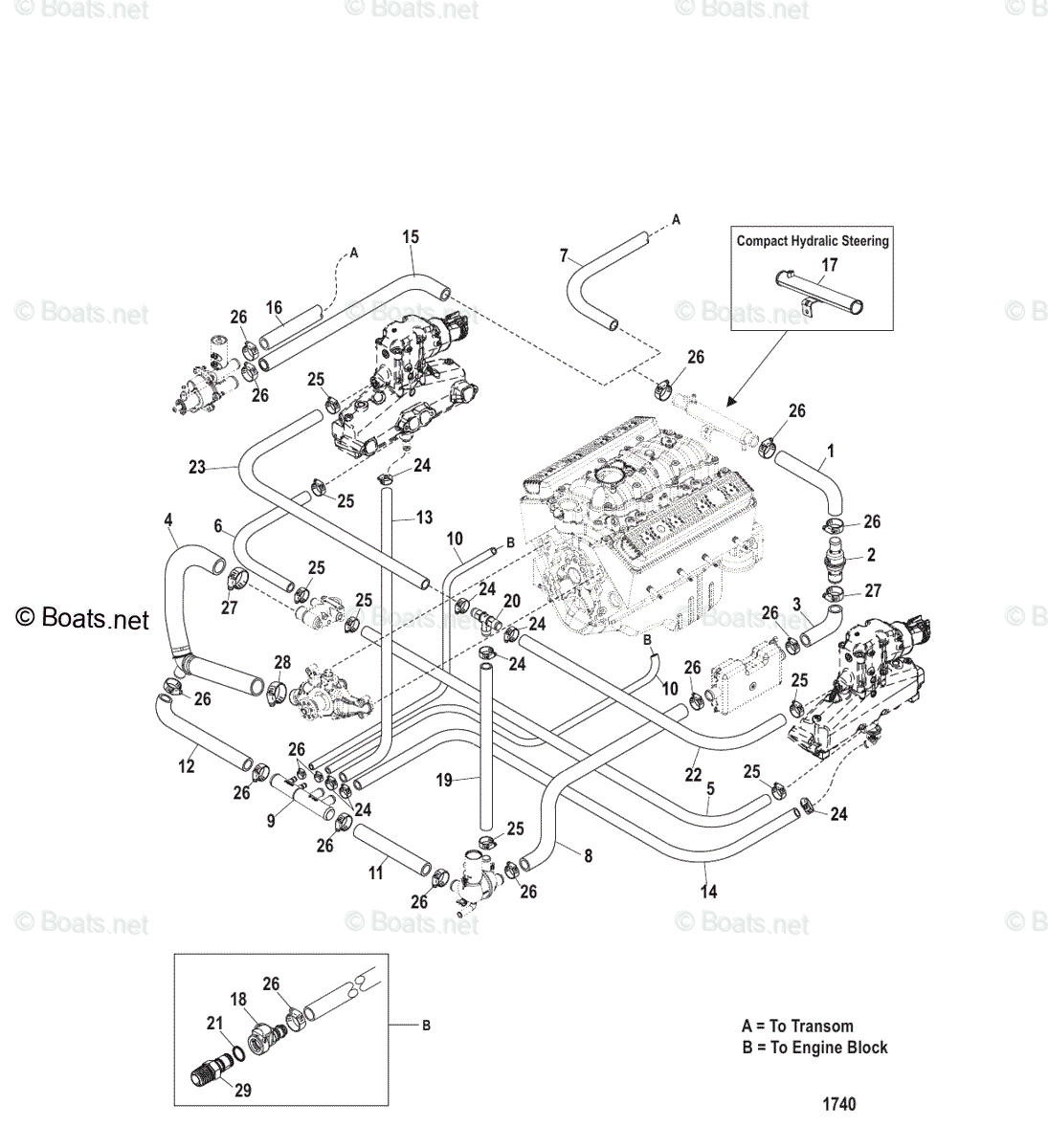 Mercruiser Sterndrive Gas Engines OEM Parts Diagram for Standard