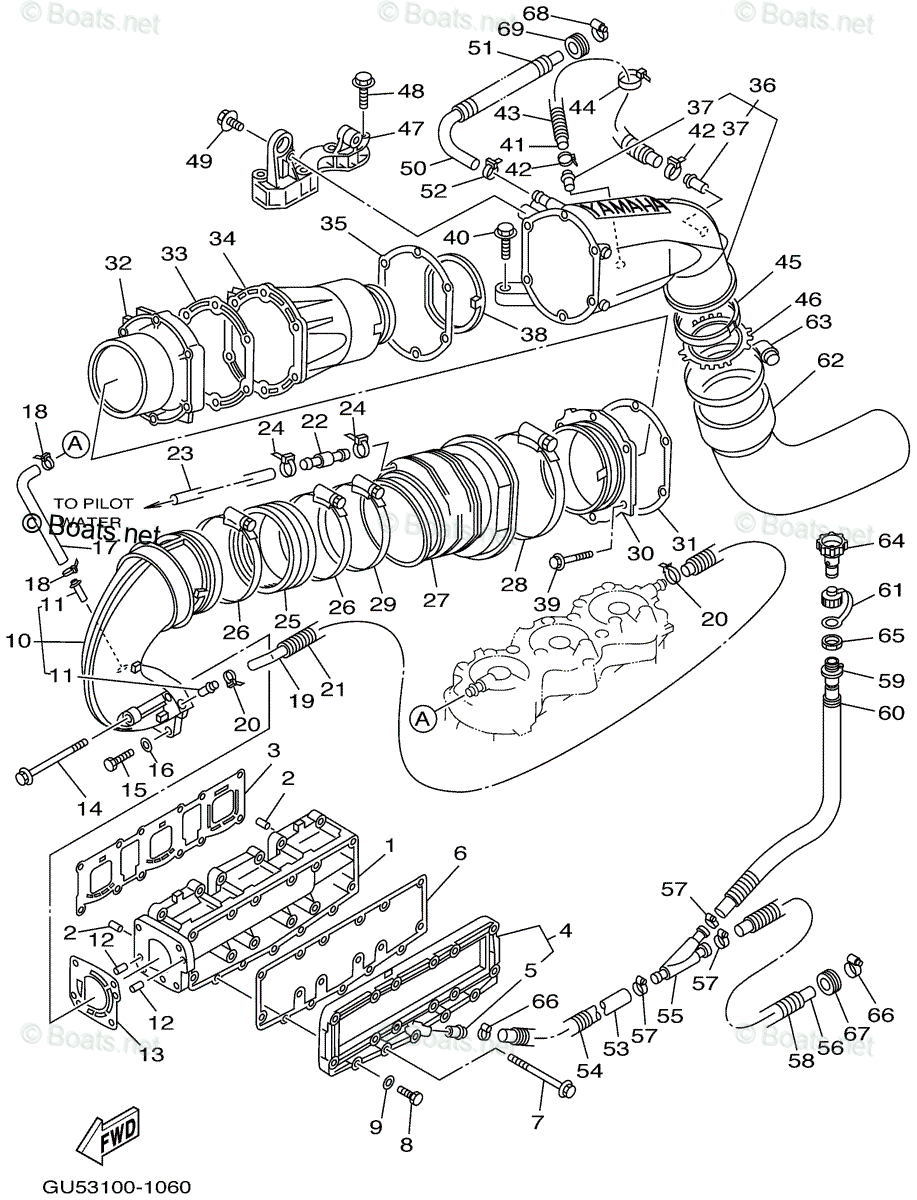 Yamaha Waverunner 2000 OEM Parts Diagram for Exhaust 1