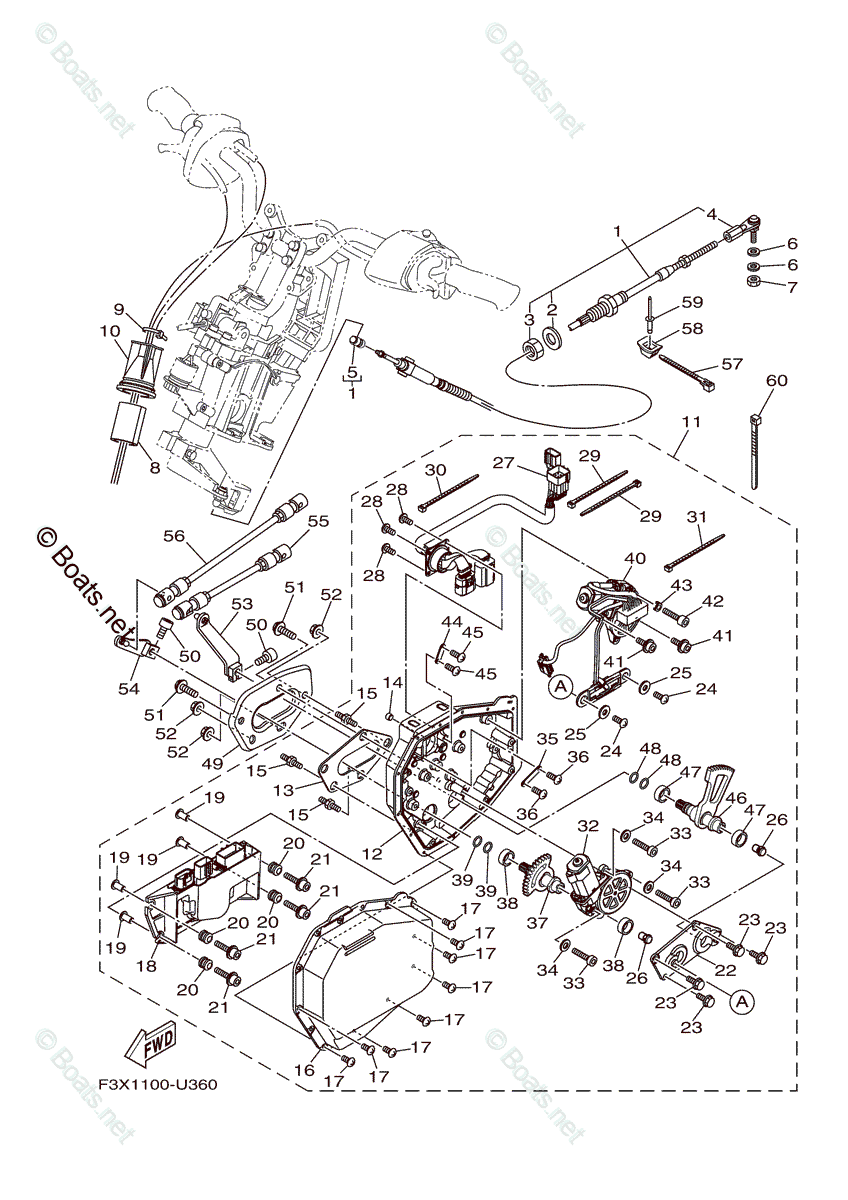 Yamaha Waverunner 2020 OEM Parts Diagram for CONTROL CABLE | Boats.net