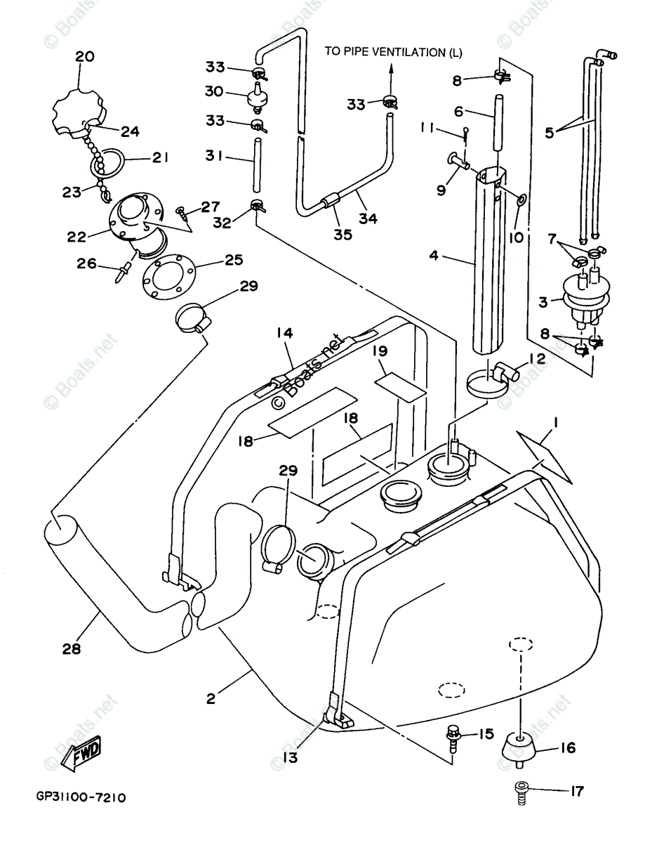 Yamaha Waverunner 1997 OEM Parts Diagram for FUEL TANK | Boats.net