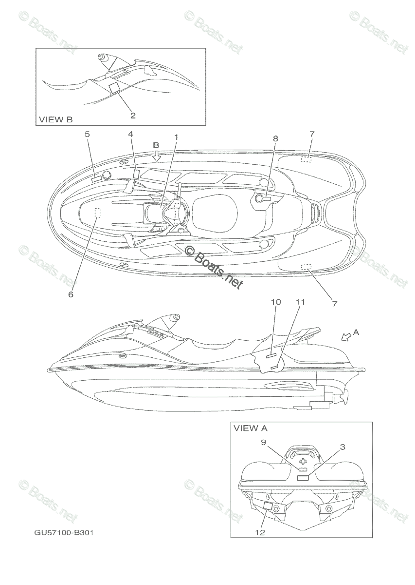 Yamaha Waverunner 2004 OEM Parts Diagram for Important Labels | Boats.net