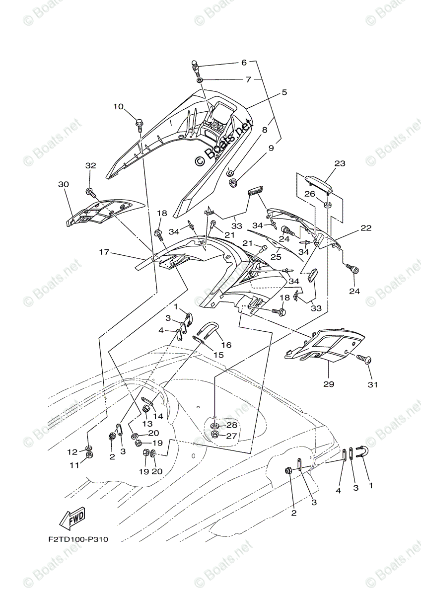 Yamaha Waverunner 2015 OEM Parts Diagram for Seat - Under