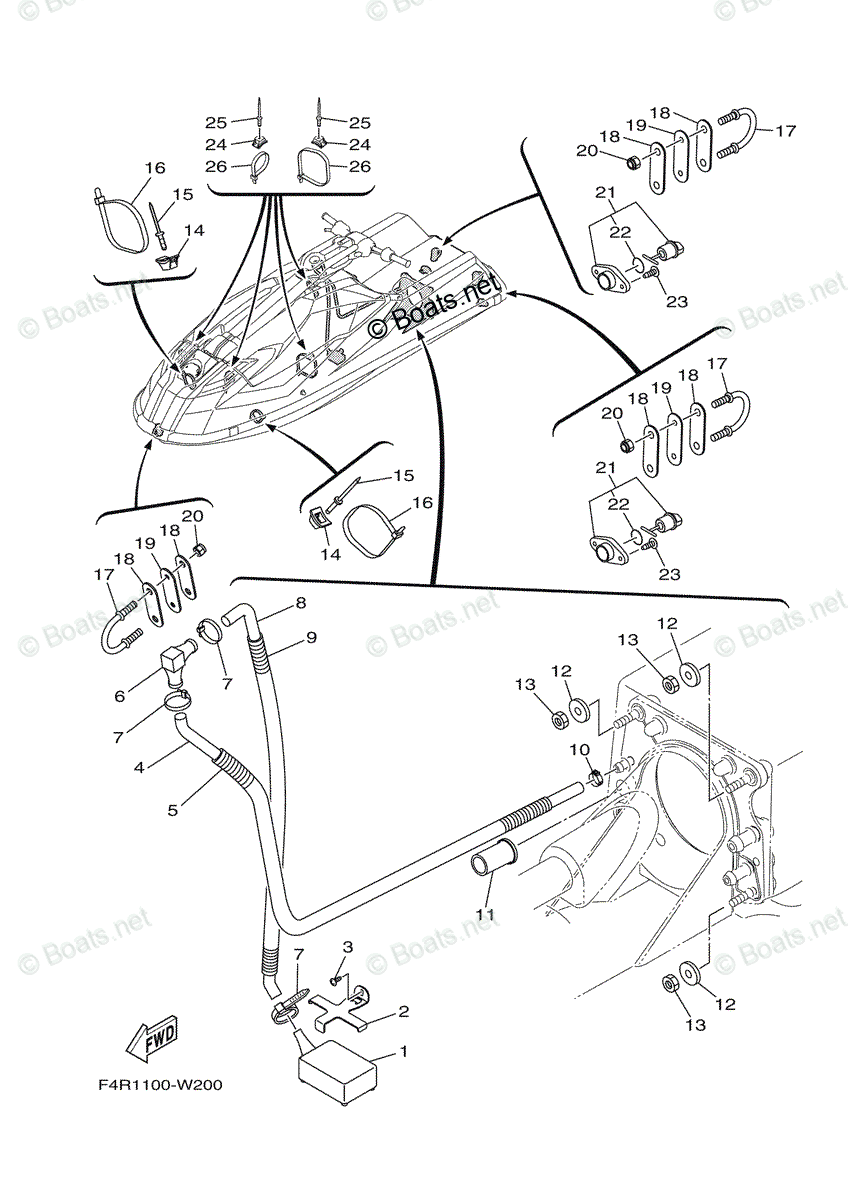 Yamaha Waverunner 2022 OEM Parts Diagram for Hull. Deck