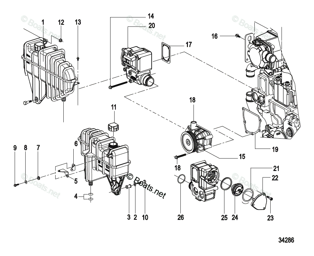 Mercruiser Inboard Diesel Engines OEM Parts Diagram For Cooling System ...