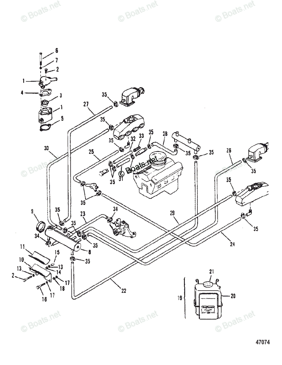 Mercruiser Inboard Gas Engines OEM Parts Diagram for CLOSED COOLING ...