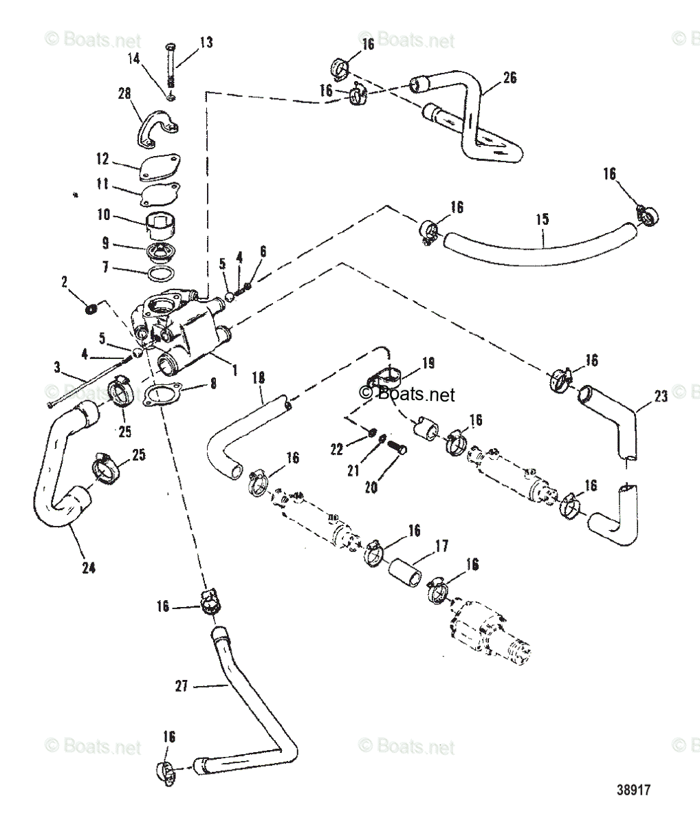 Mercruiser Inboard Gas Engines OEM Parts Diagram For THERMOSTAT HOUSING ...