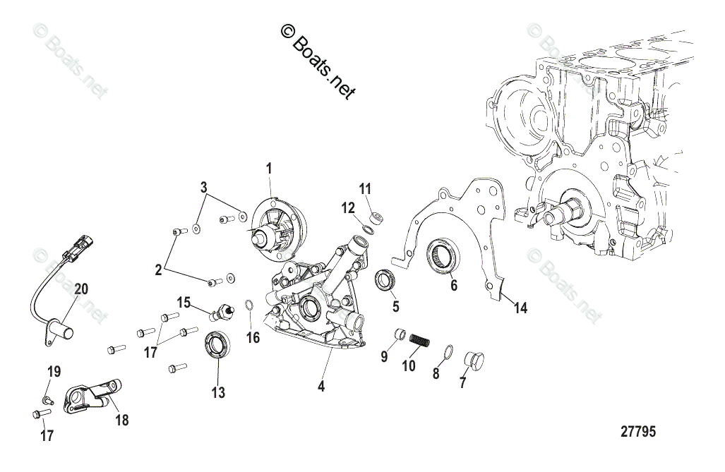 Mercruiser Sterndrive Gas Engines OEM Parts Diagram For Cylinder Block ...