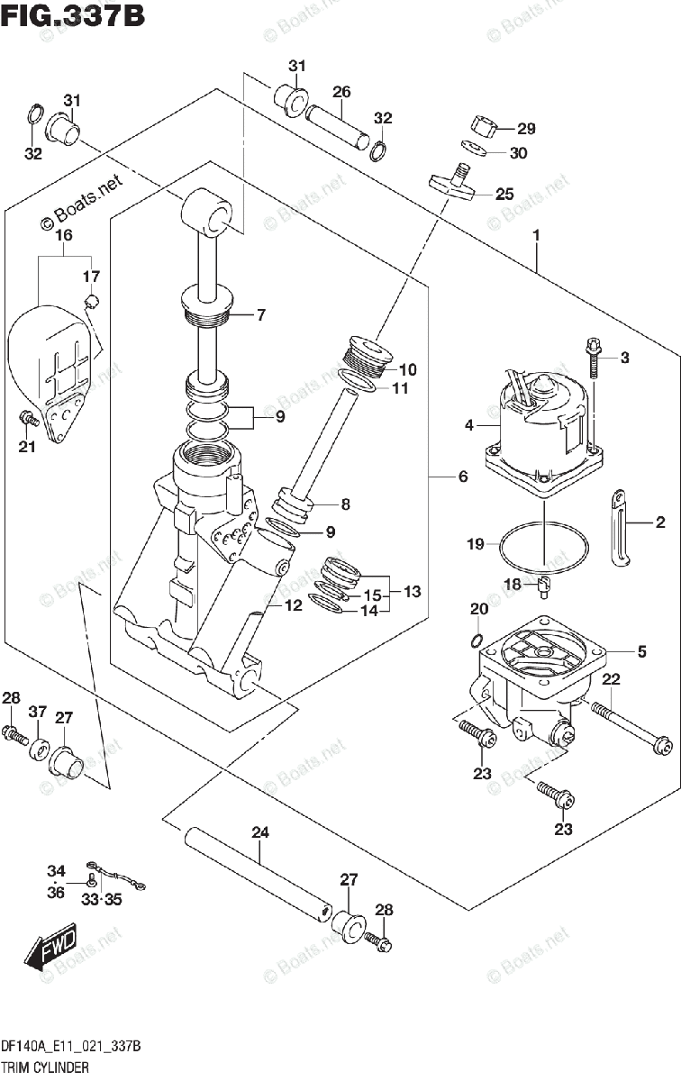 Suzuki Outboard 2021 OEM Parts Diagram for TRIM CYLINDER