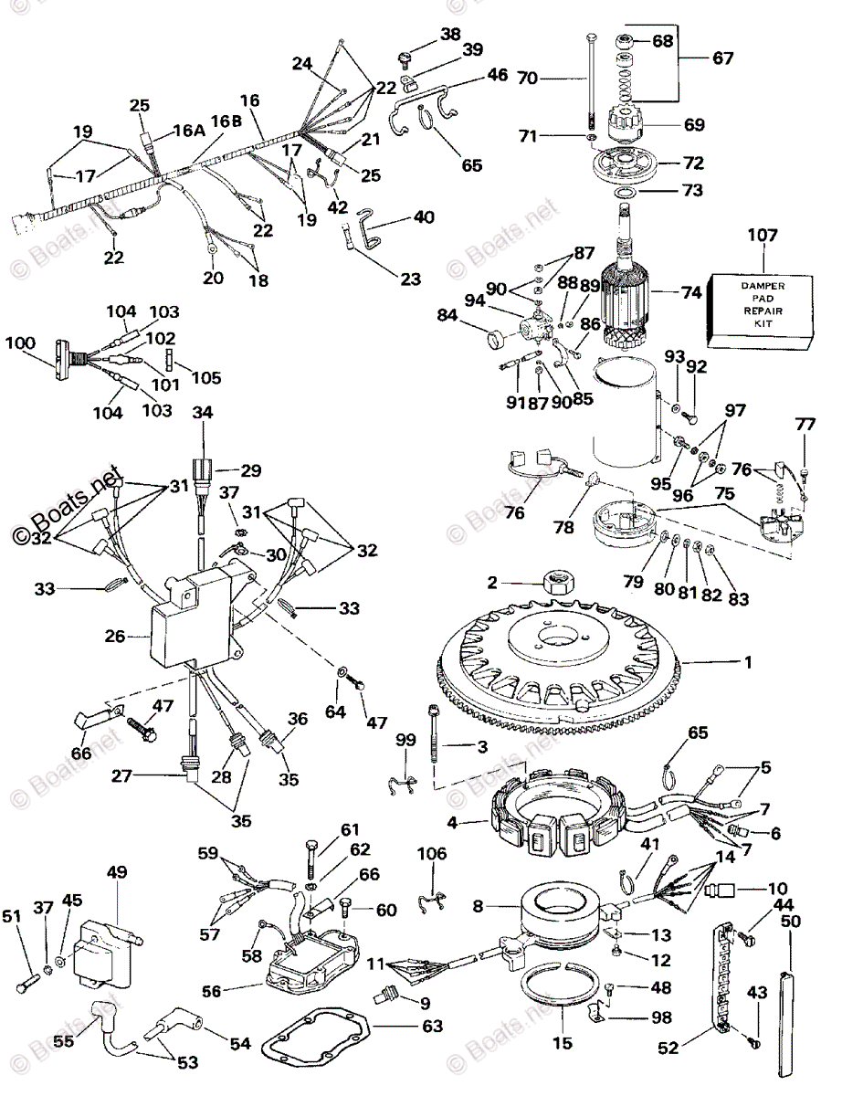 まーページ Johnson Outboard 1989 OEM Parts Diagram for Ignition System - 175