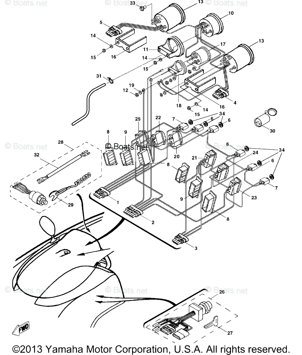 Yamaha Boats 2000 OEM Parts Diagram for ELECTRICAL (2)