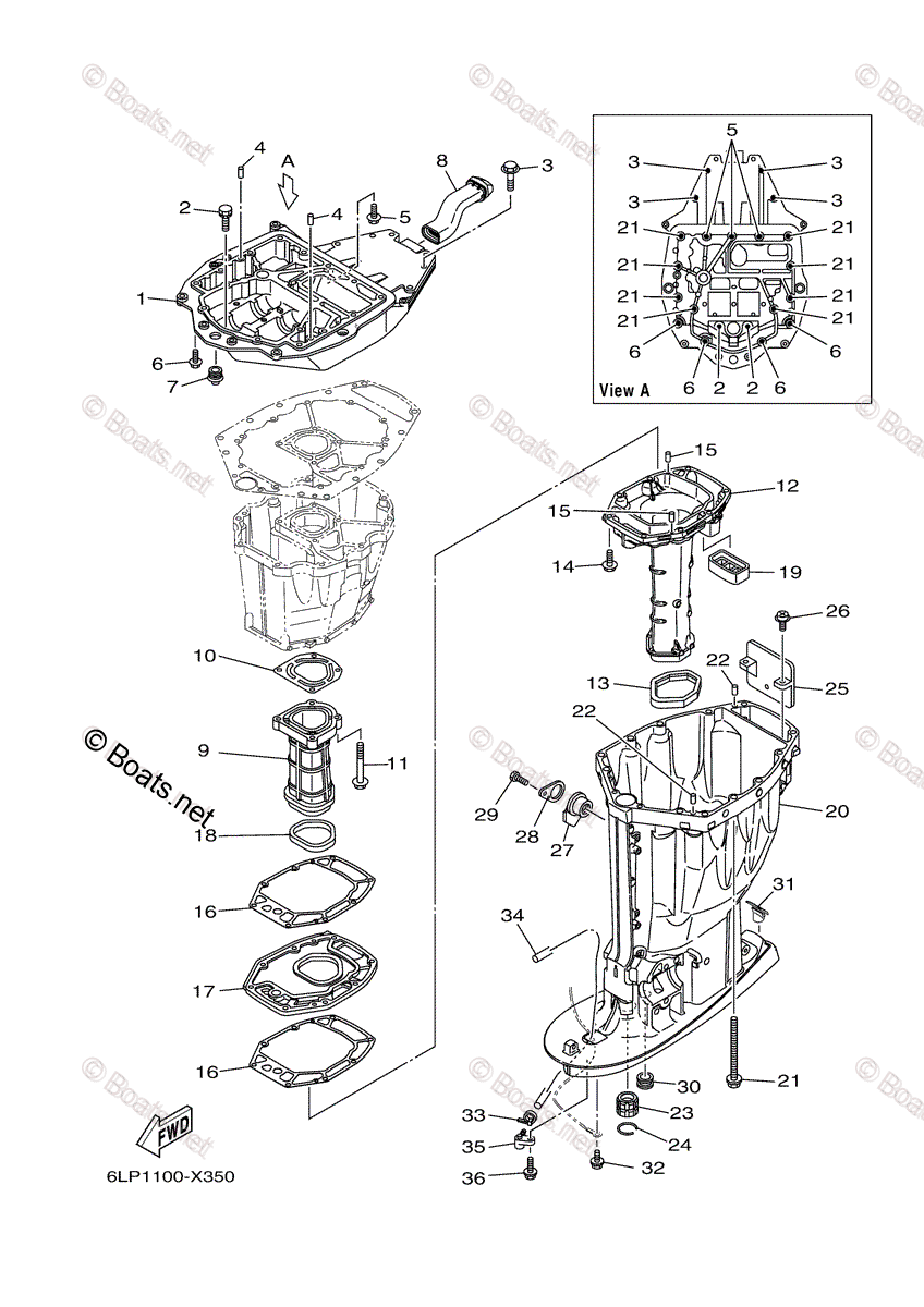 Yamaha Outboard 2022 OEM Parts Diagram for Upper Casing | Boats.net