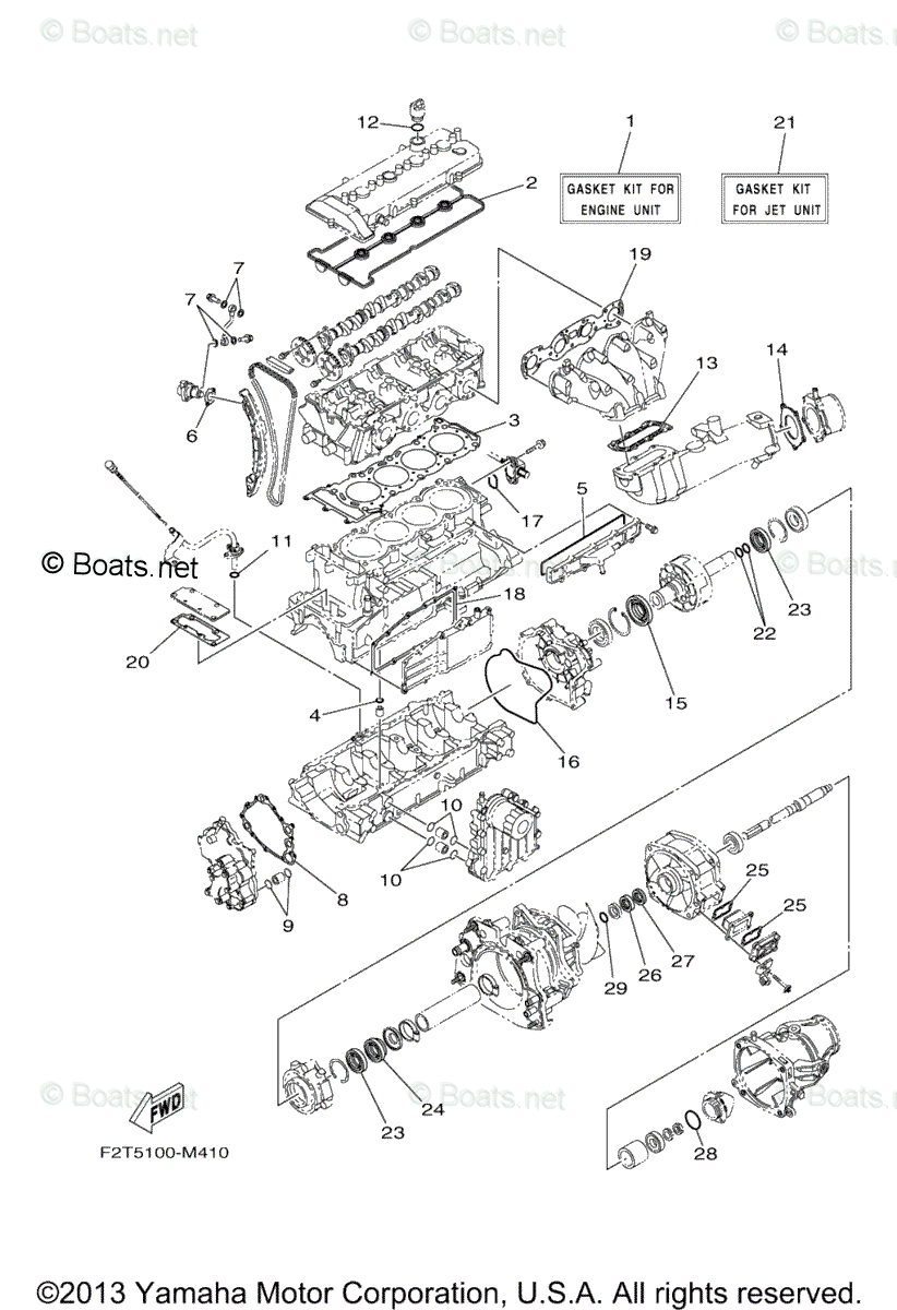 Yamaha Waverunner Parts 2013 OEM Parts Diagram for Repair Kit 1 | Boats.net