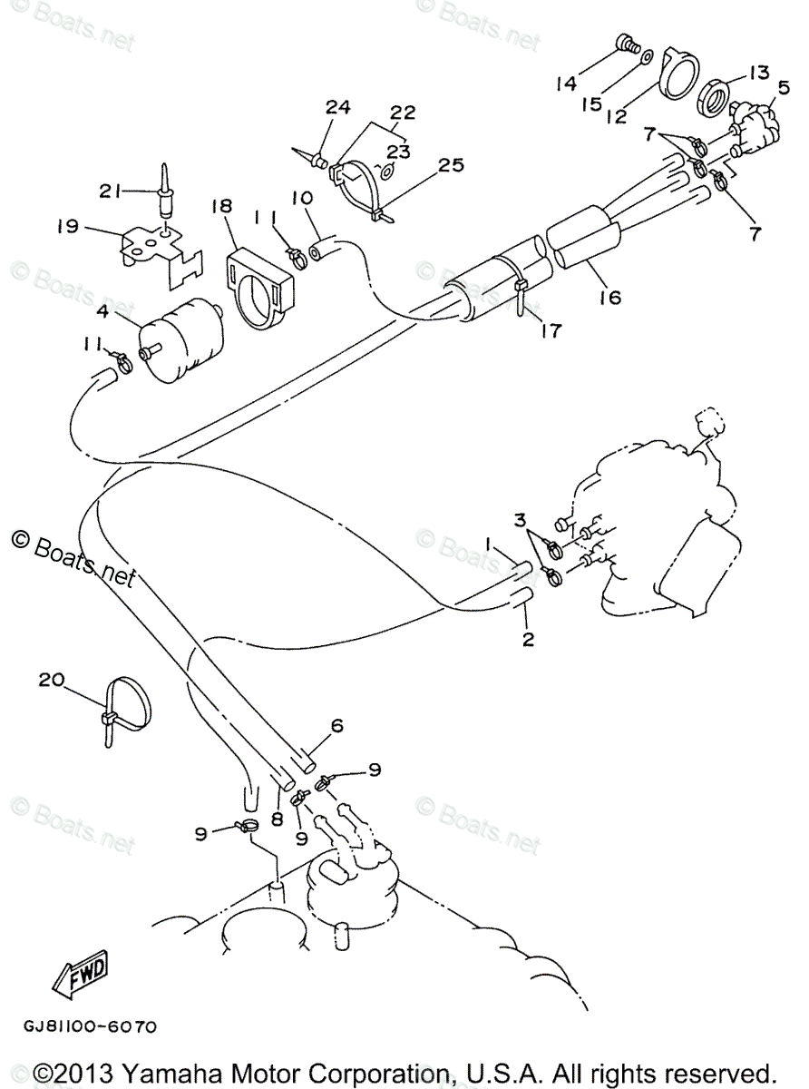 Yamaha Waverunner 1996 OEM Parts Diagram for Fuel