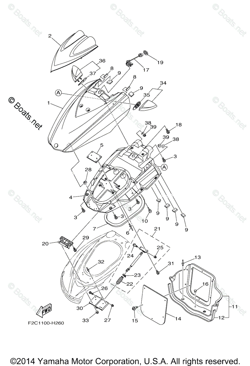 Yamaha Waverunner Parts 2014 OEM Parts Diagram for Engine Hatch 2