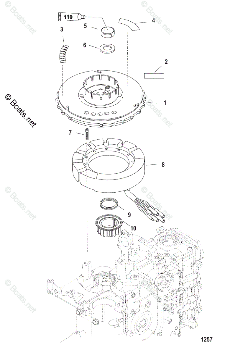 Mercury Outboard 40HP OEM Parts Diagram for Flywheel