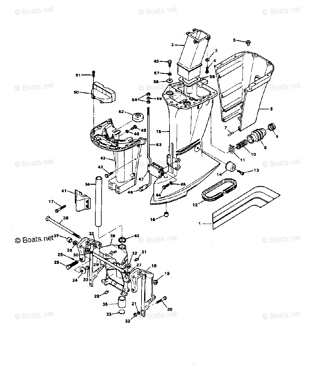 Chrysler Outboard 140HP OEM Parts Diagram for MOTOR LEG