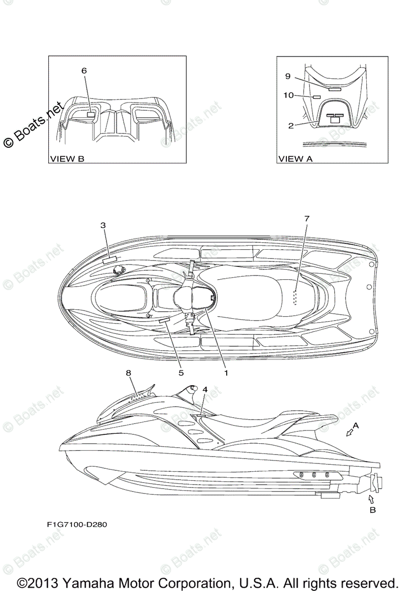 Yamaha Waverunner 2007 OEM Parts Diagram for Important Labels