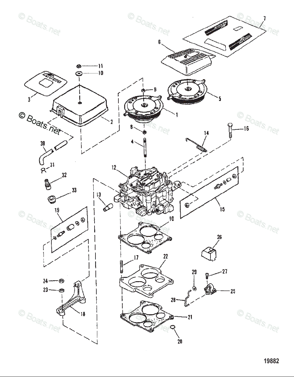 Mercury MerCruiser Inboard Parts by Size & Serial Gas OEM Parts Diagram