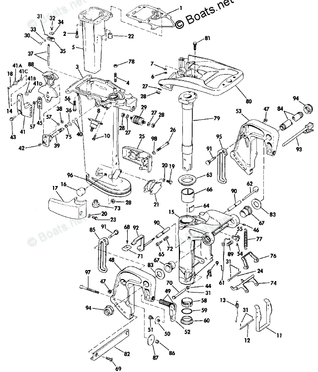 Evinrude Outboard 25HP OEM Parts Diagram for Midsection - Electric