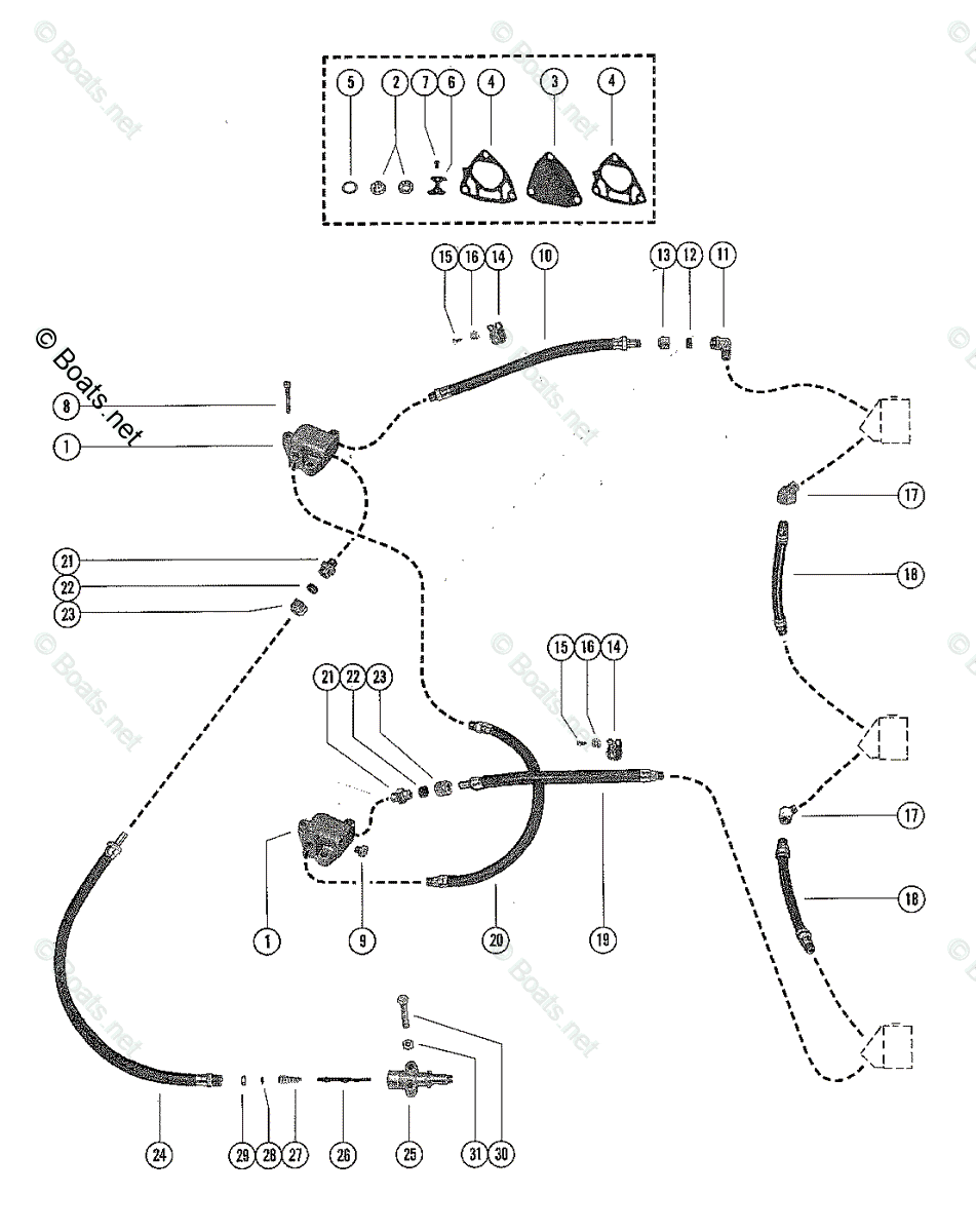 Mercury Outboard 140HP OEM Parts Diagram for Fuel Pump and Fuel Line