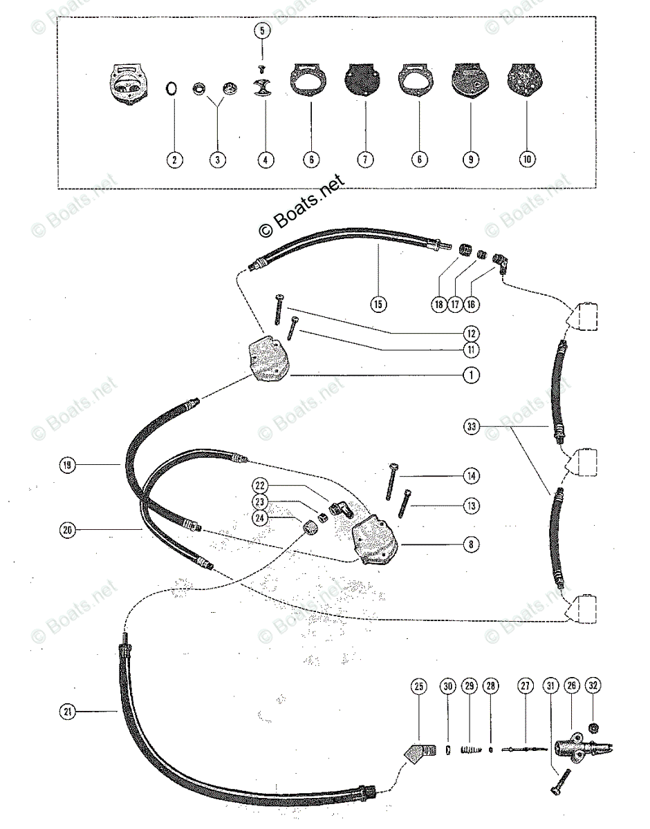 Mercury Outboard 100HP OEM Parts Diagram for Fuel Pump and Fuel Line
