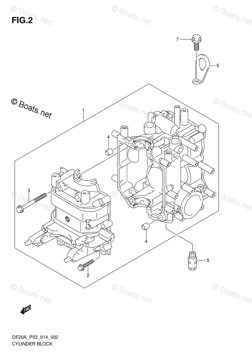 Suzuki Outboard Parts by Year 2014 OEM Parts Diagram for CYLINDER BLOCK
