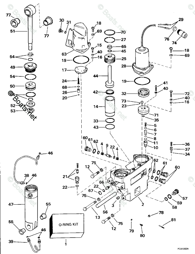 Evinrude Rigging & Accessories 1996 Parts Diagram for Power Hydraulic Assembly - 50, 60, 70 MODELS Boats.net