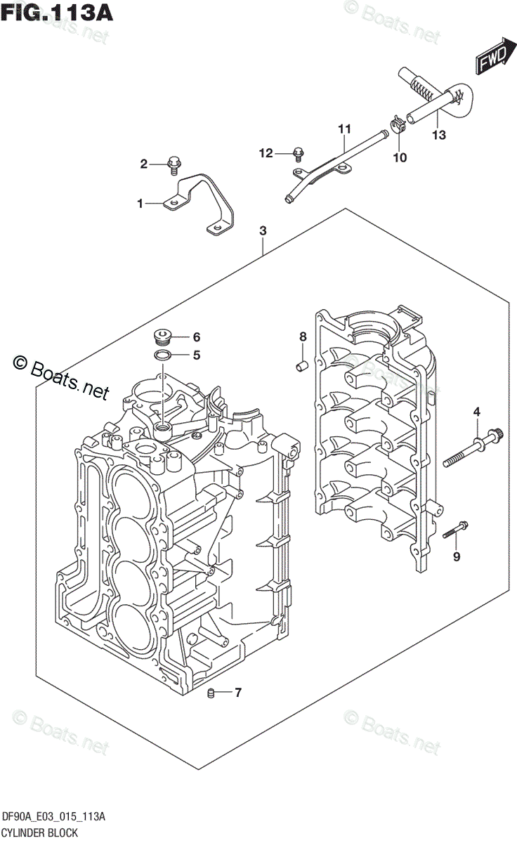 Suzuki Outboard Parts by Year 2015 OEM Parts Diagram for CYLINDER BLOCK