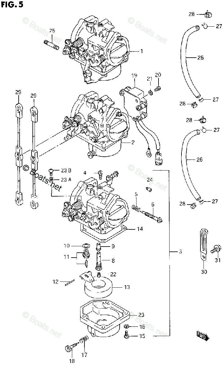 Suzuki Outboard 1992 OEM Parts Diagram for CARBURETOR (DT85)